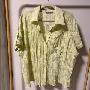 Women’s Apt. 9 Lime Green Sheer Short Sleeve Button Down Blouse 2X